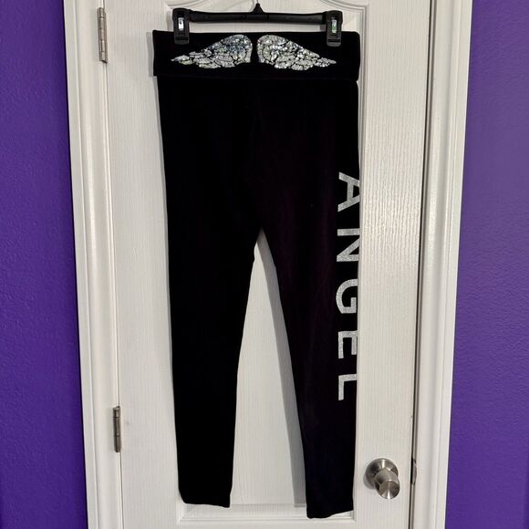 Victoria's Secret VS Angel Wings Sequins Glitter Foldover Waist Leggings Medium - Picture 1 of 12